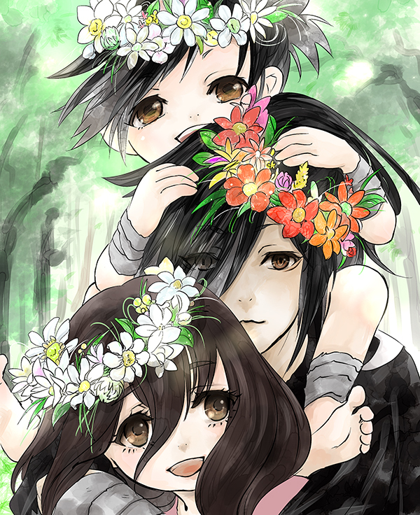 This is a pixiv picture whose title is どろろちゃんとみおちゃんと百鬼丸.