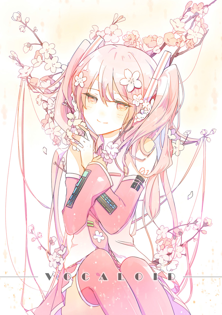 This is a pixiv picture whose title is 桜ミク.