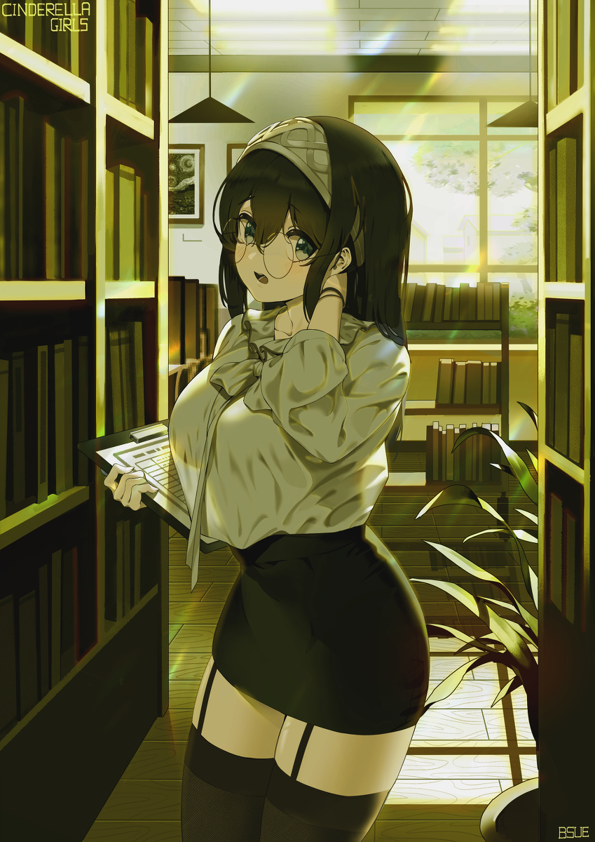 This is a pixiv picture whose title is だるい午後,図書室の文香さん。.