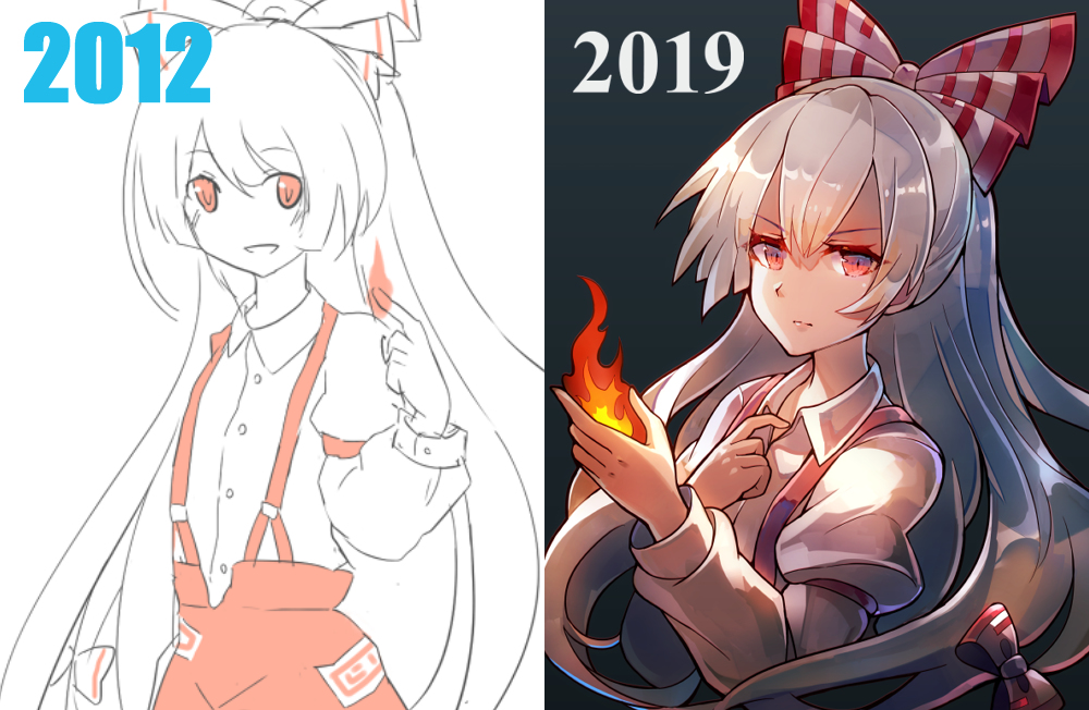 This is a pixiv picture whose title is 2012年→2019年.