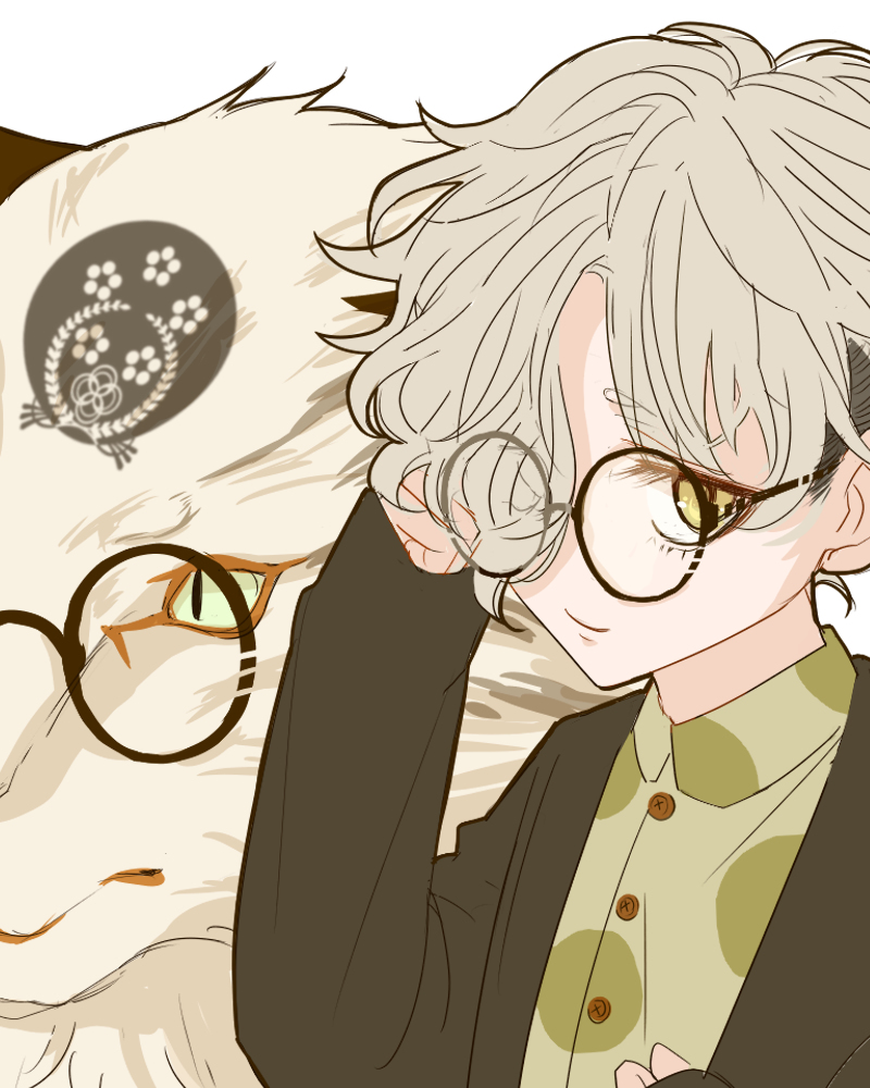 This is a pixiv picture whose title is 五虎退さんと眼鏡.