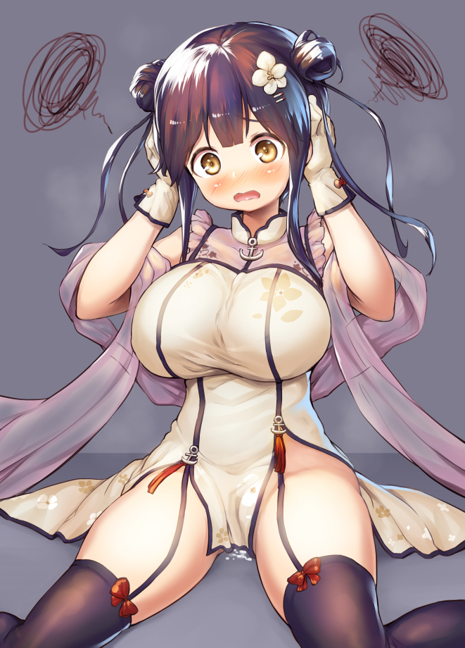 This is a pixiv picture whose title is そのおっぱいとチャイナドレスでマラニーしような.