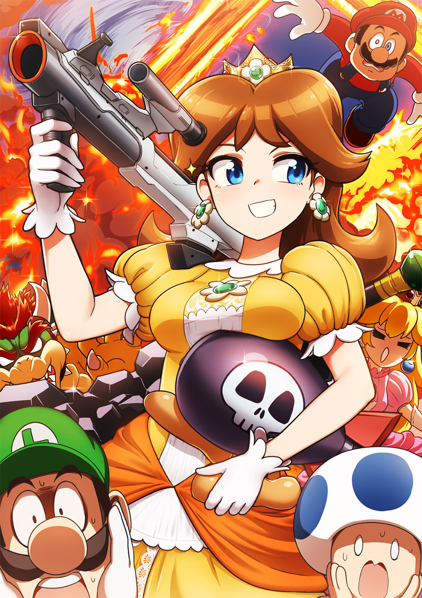 This is a pixiv picture whose title is 大乱闘を満喫するデイジー姫.