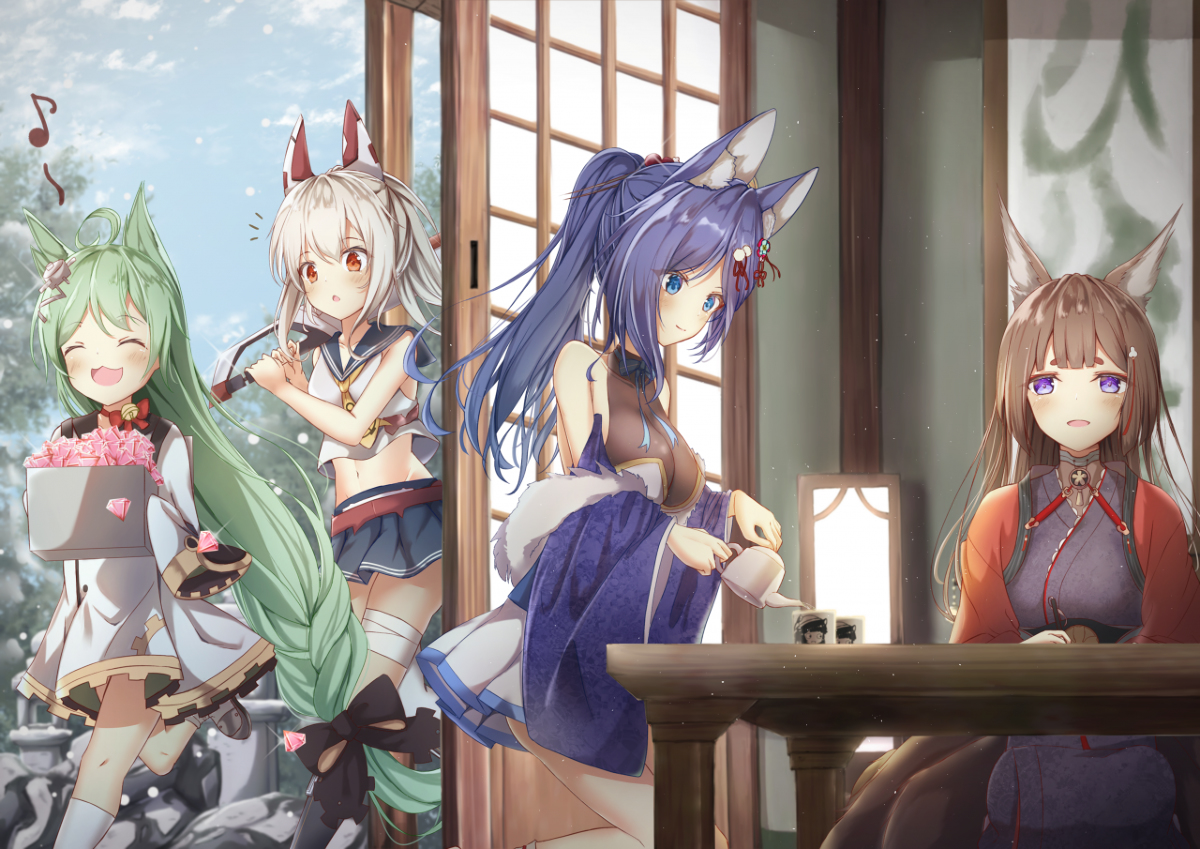 This is a pixiv picture whose title is 重桜の朝.