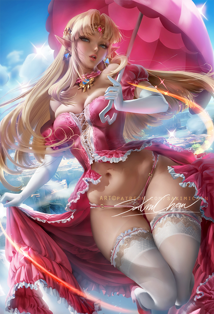 This is a pixiv picture whose title is Princess Zelda XPeach dress.