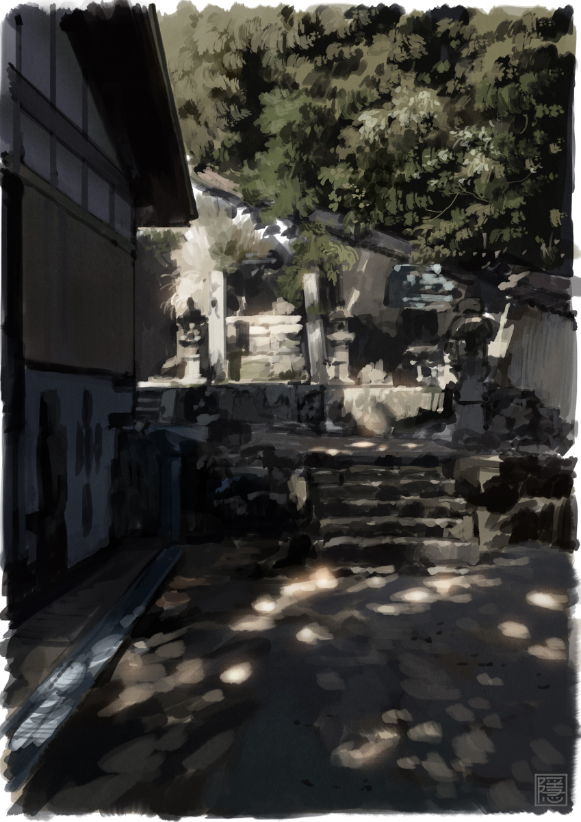 This is a pixiv picture whose title is 社の裏.
