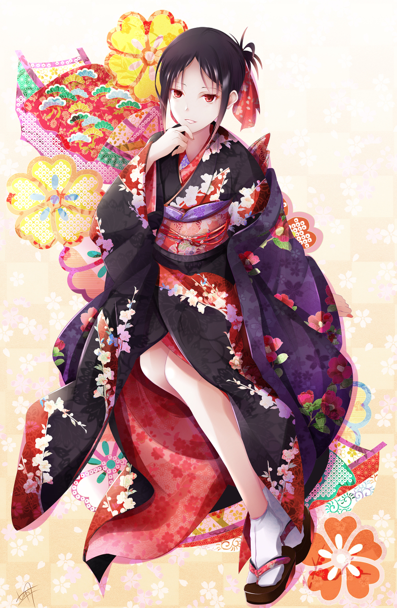 This is a pixiv picture whose title is 着物でかぐや様2枚目「あの台詞を言うかぐや様」.