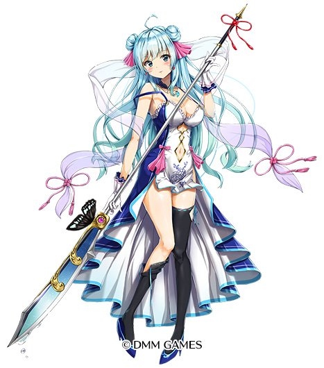 This is a pixiv picture whose title is 『千年戦争アイギス』水龍騎士スイレン.