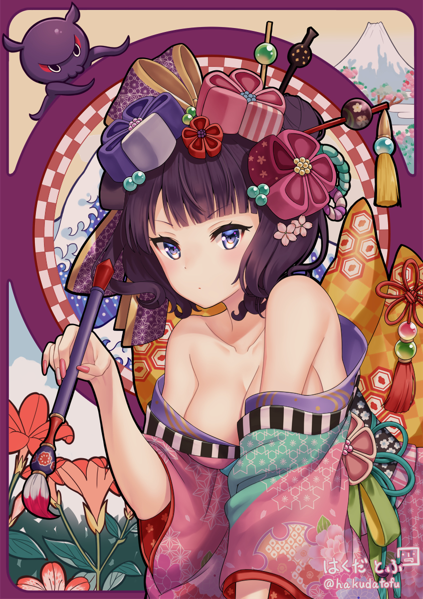 This is a pixiv picture whose title is 【FGO】春っぽい装いの葛飾北斎ちゃん（お栄ちゃん）.