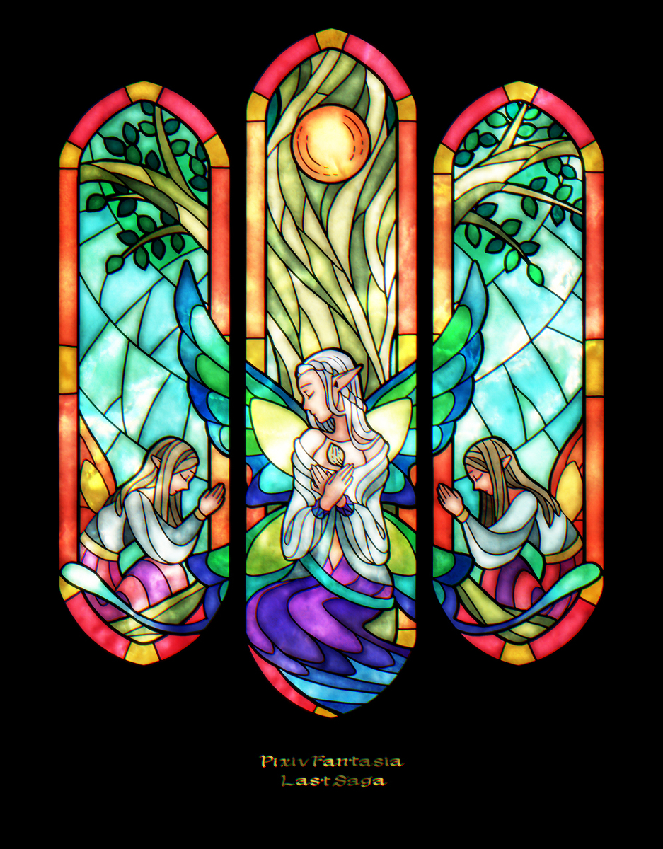 This is a pixiv picture whose title is 祈りの間　創世.