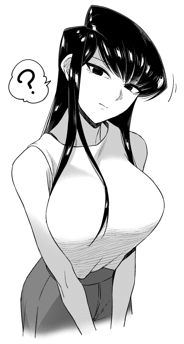 This is a pixiv picture whose title is 今週の古見さんの胸の主張が気になったという話.
