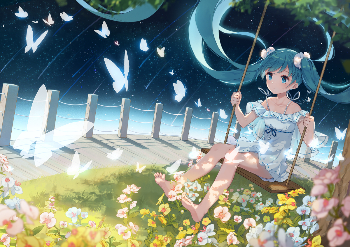 This is a pixiv picture whose title is 胡蝶蘭miku.