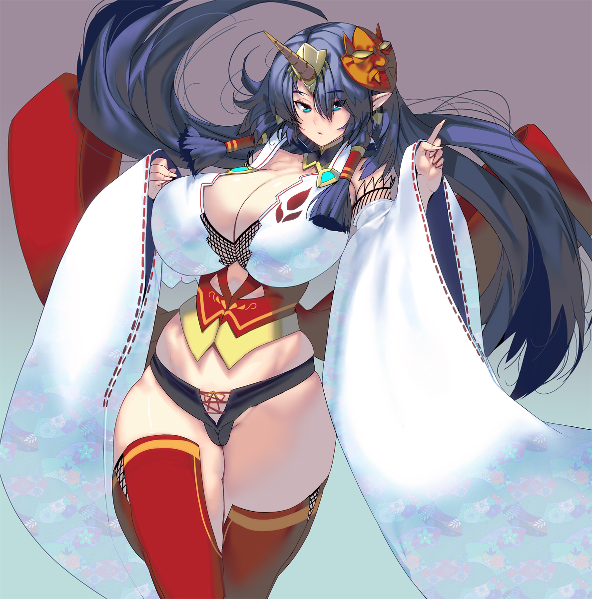 This is a pixiv picture whose title is 鬼巫女様.
