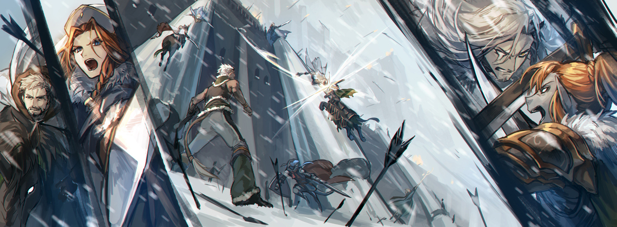 This is a pixiv picture whose title is 【PFLS】雪城の壁を登り.