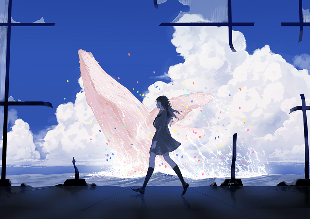 This is a pixiv picture whose title is Whale Fall.