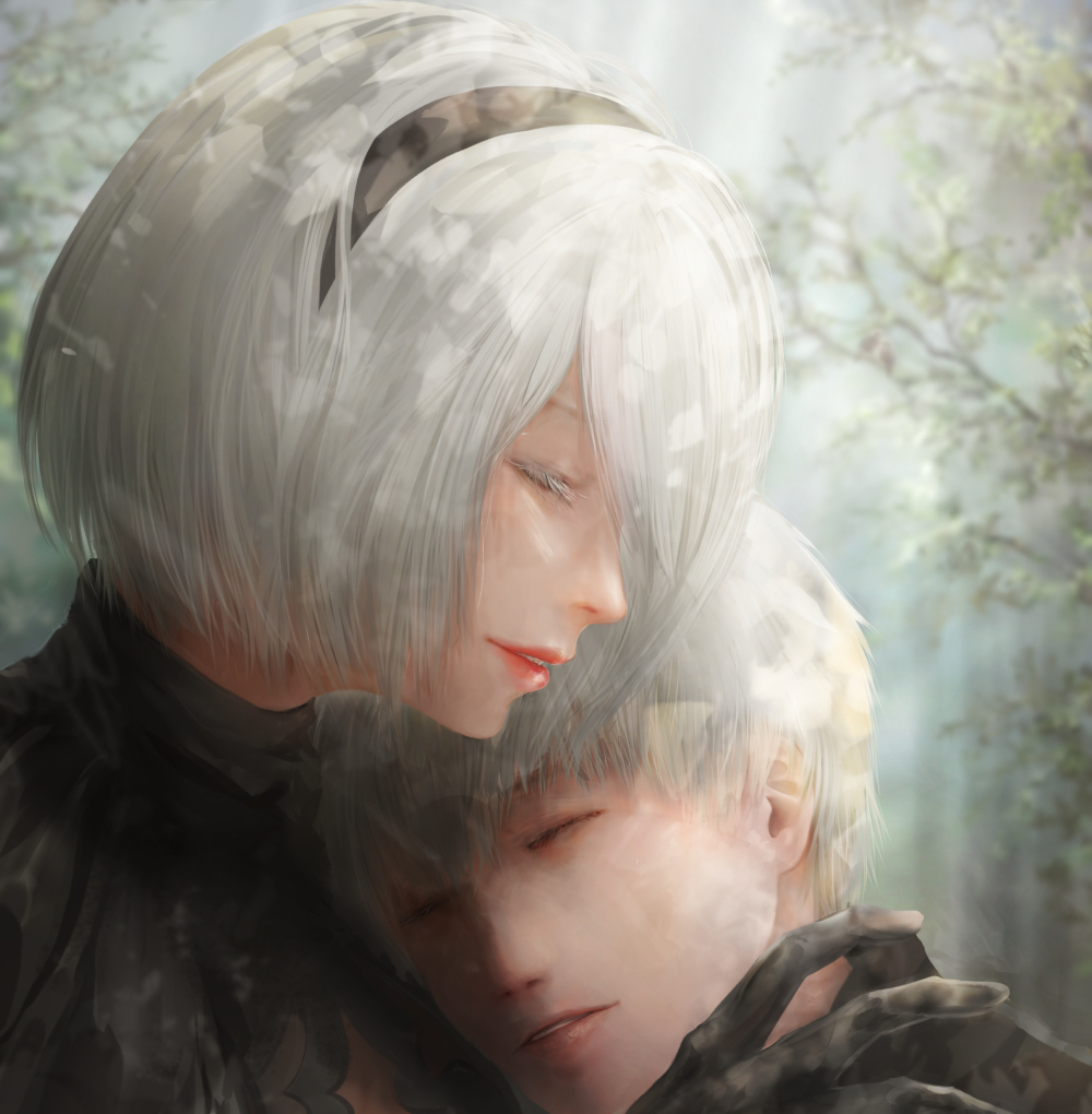 This is a pixiv picture whose title is 2Bと9S.