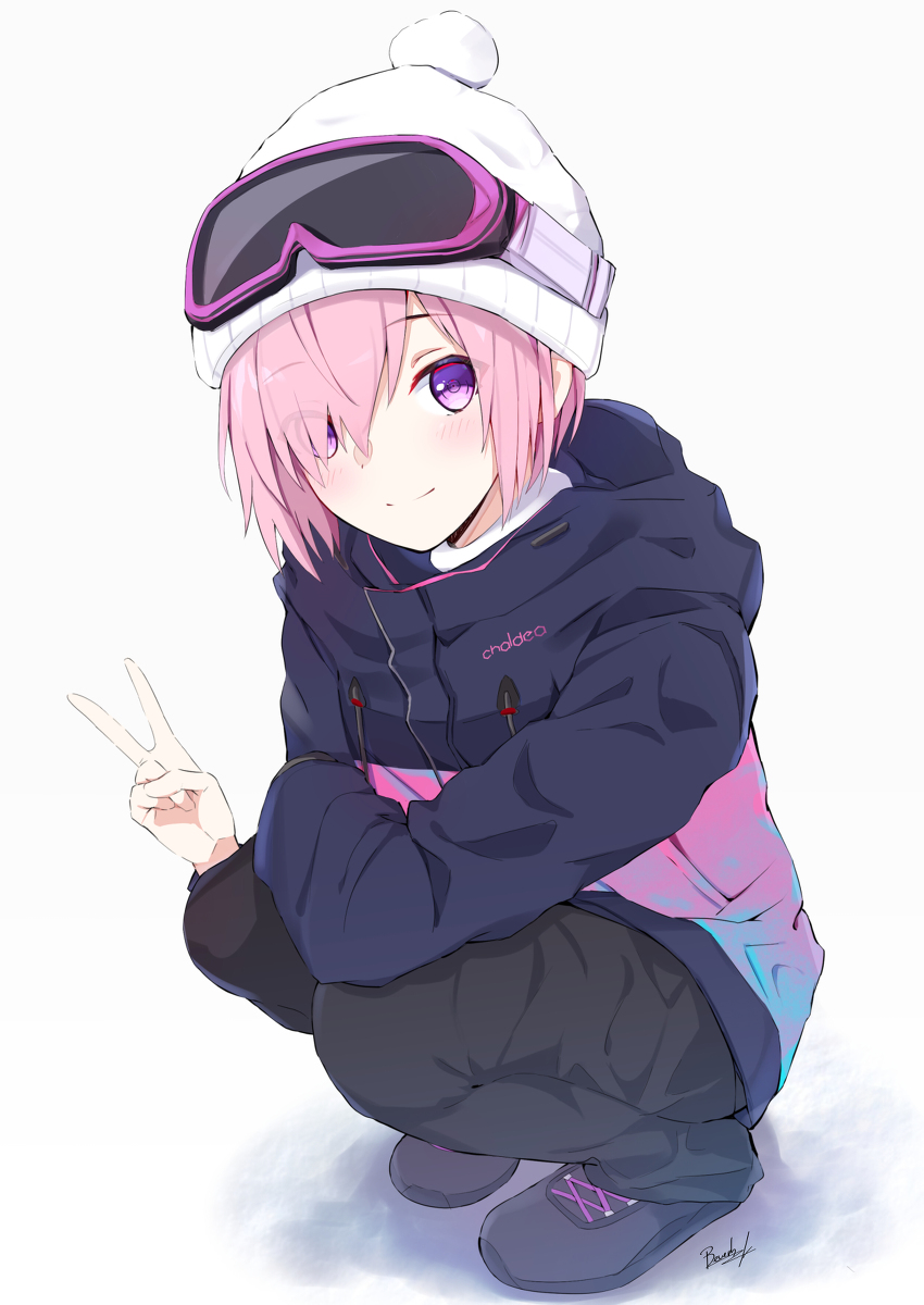 This is a pixiv picture whose title is マシュとスキーに来たよ.