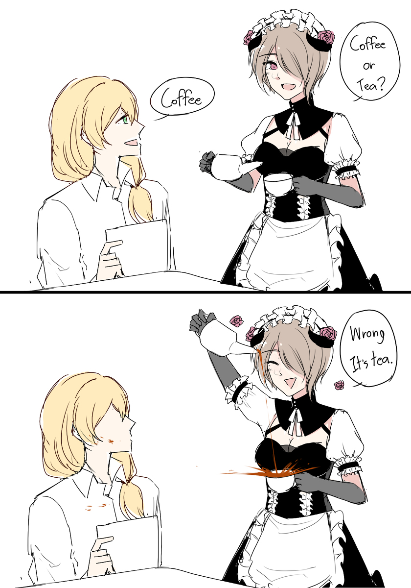 This is a pixiv picture whose title is Coffee or Tea.