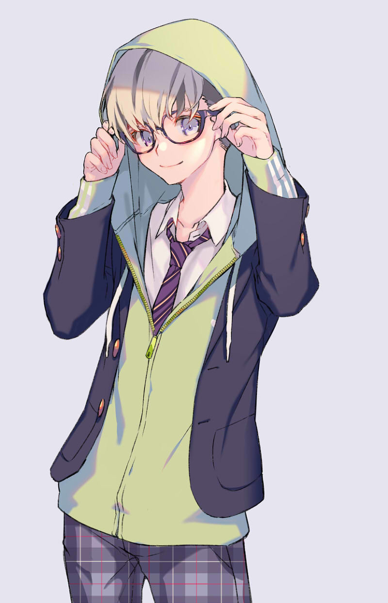 This is a pixiv picture whose title is パーカー制服眼鏡男子くん.