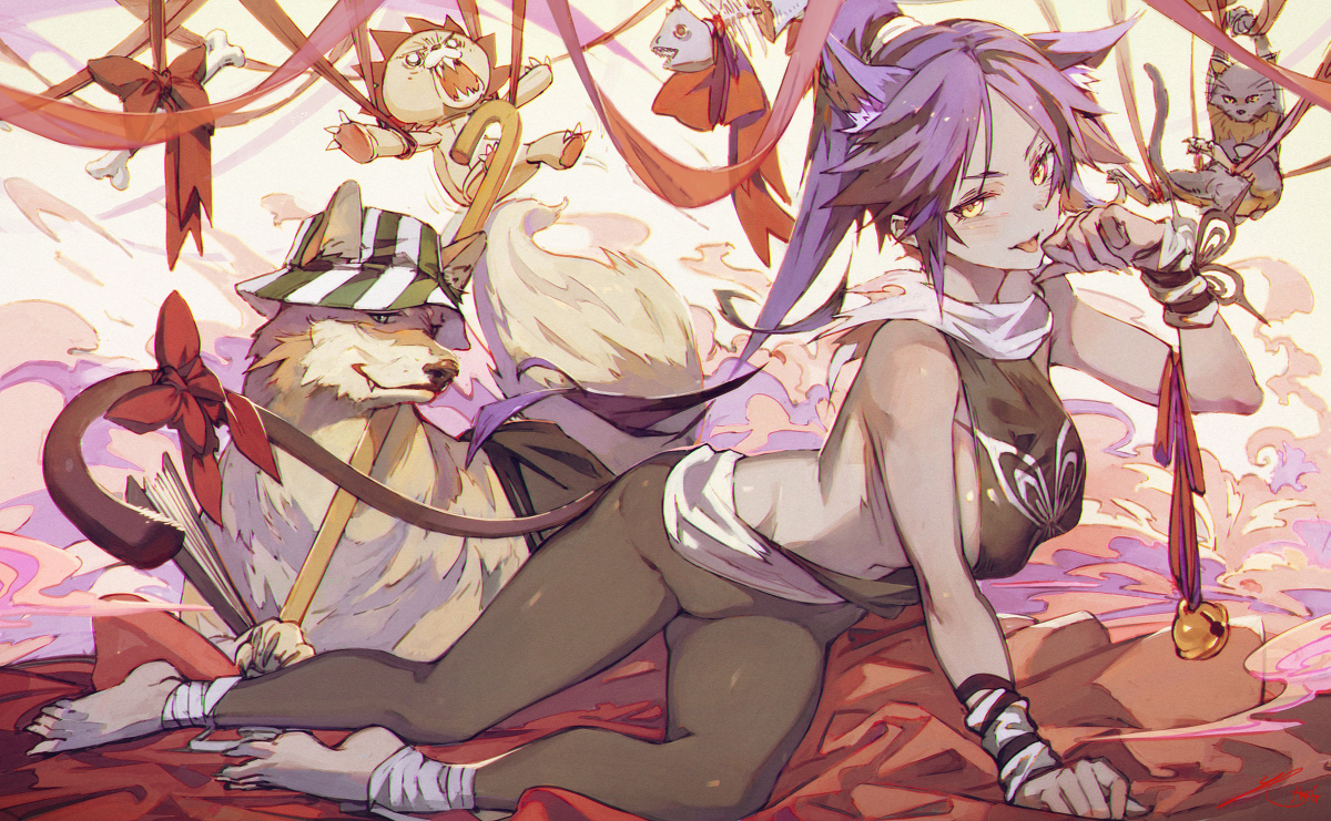 This is a pixiv picture whose title is 🐶🐱.