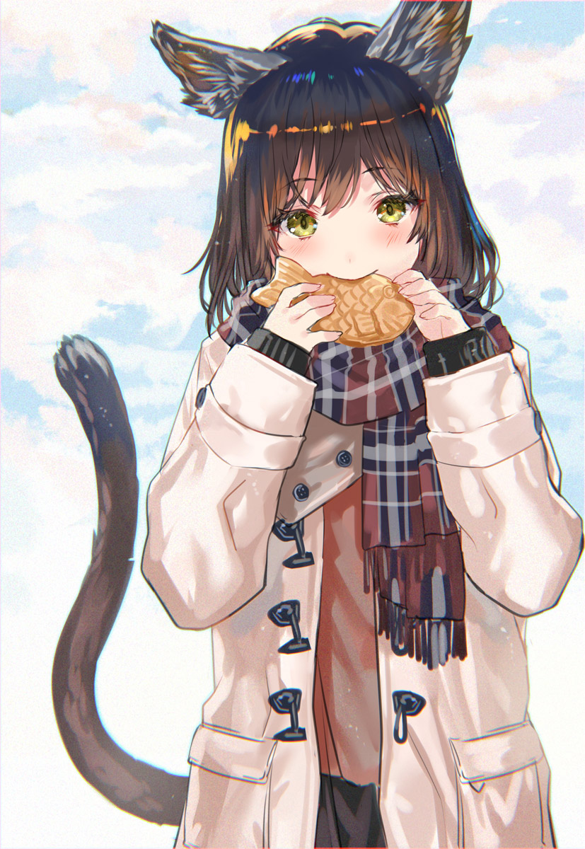 This is a pixiv picture whose title is お魚くわえたどら猫.