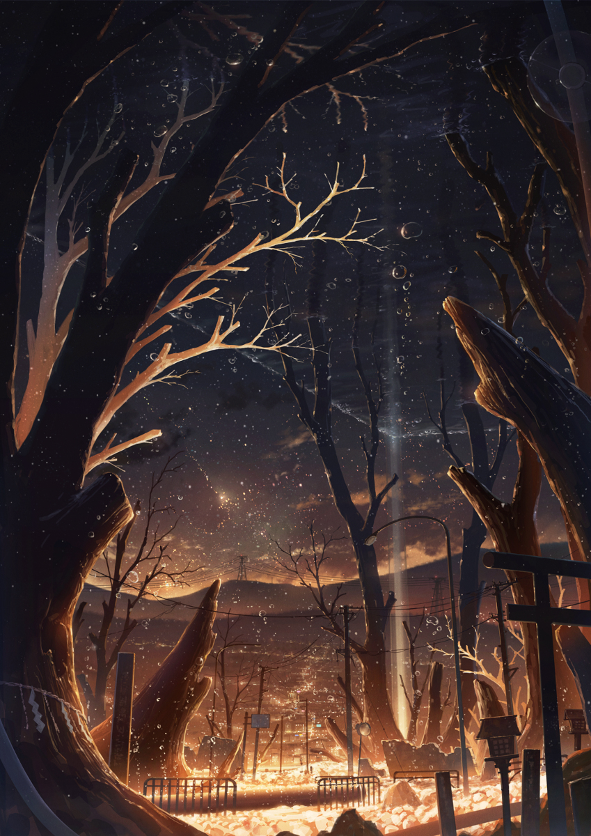 This is a pixiv picture whose title is 泡沫の庭.