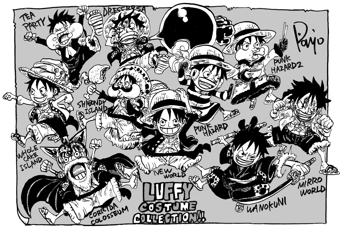 This is a pixiv picture whose title is LUFFY COSTUME COLLECTION！！.