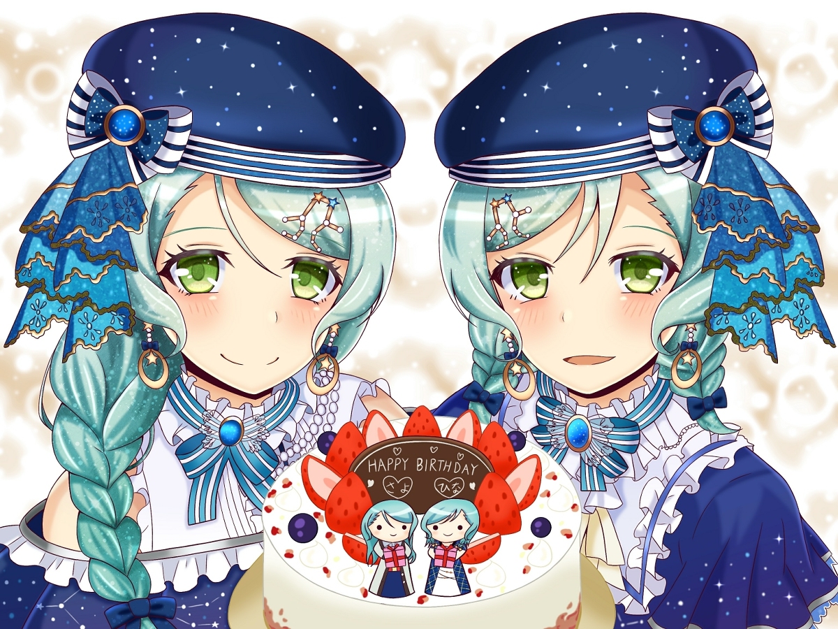 This is a pixiv picture whose title is さよひな(誕生日).