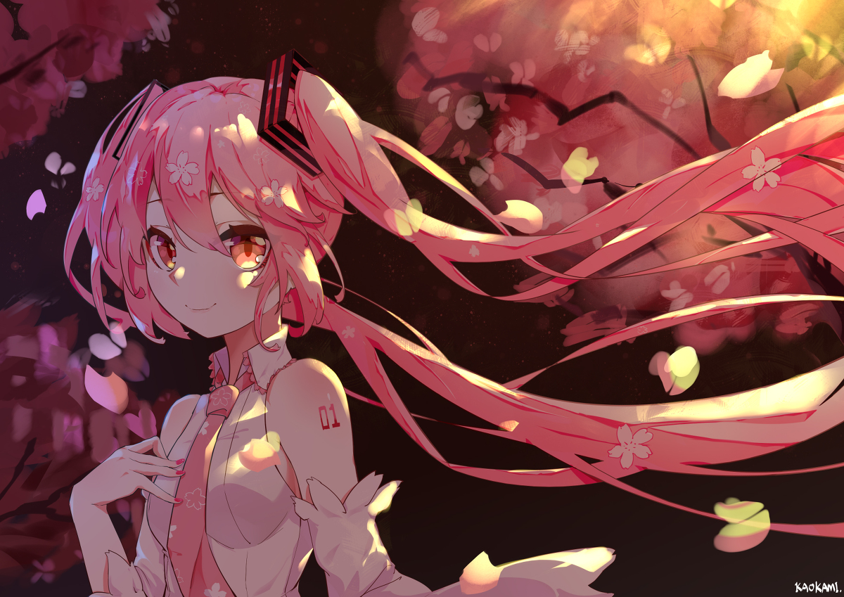 This is a pixiv picture whose title is 桜ミク.