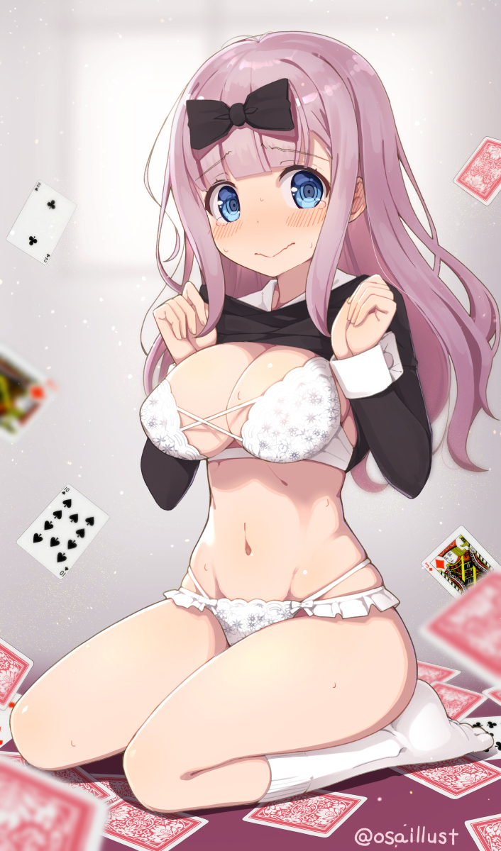 This is a pixiv picture whose title is 石上に煽られてもかぐやのお見舞い権利を懇願する藤原千花。.