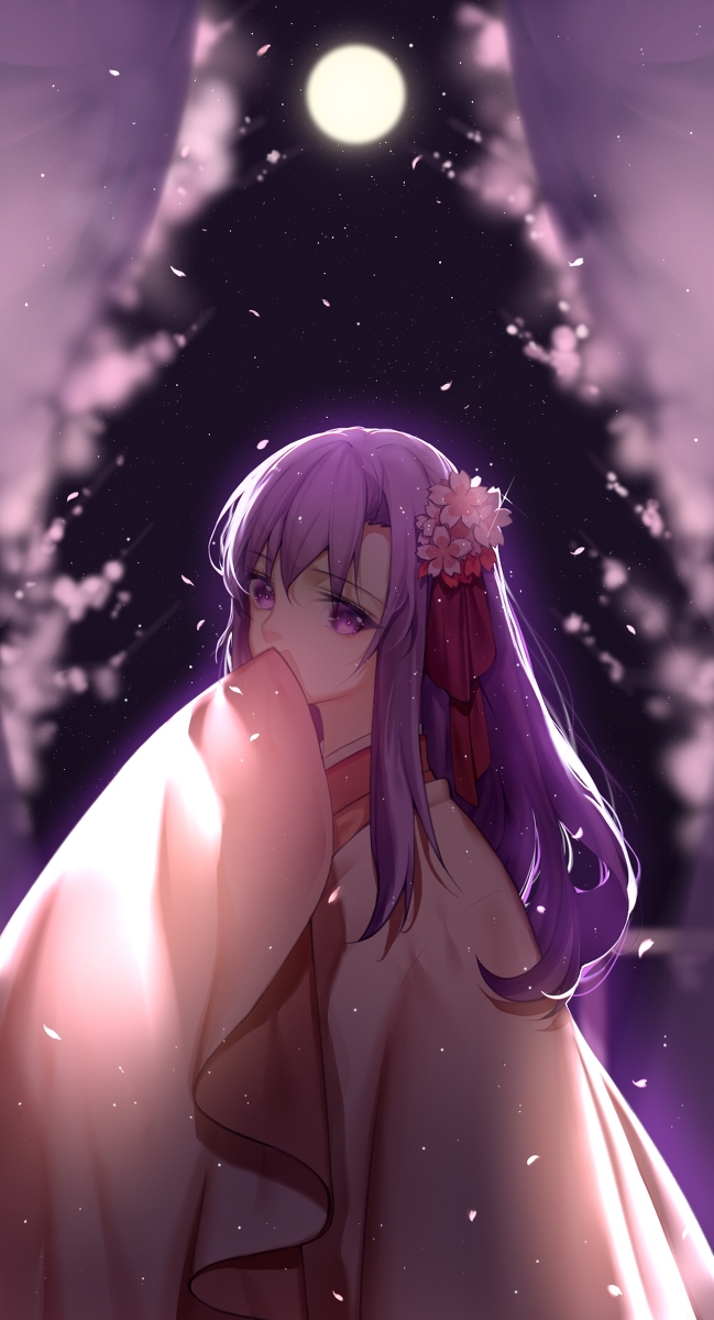 This is a pixiv picture whose title is 夜桜.