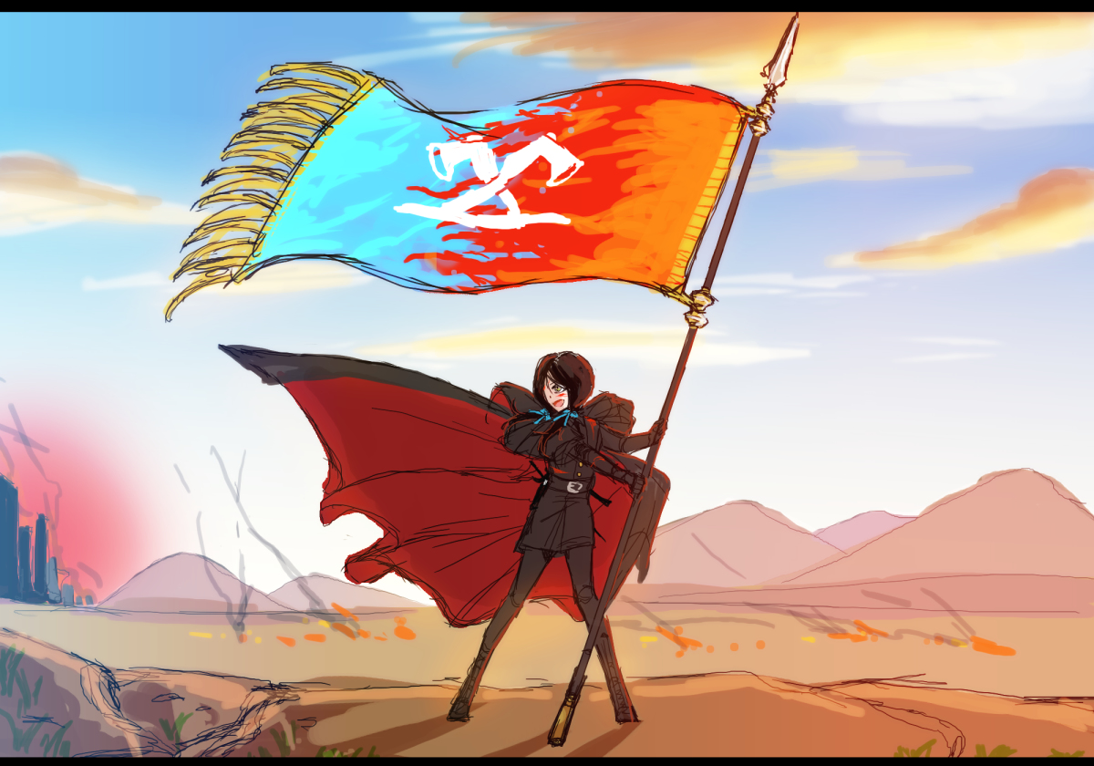 This is a pixiv picture whose title is 【PFLS】鉄斧の旗【レッドヴァルの戦い】.