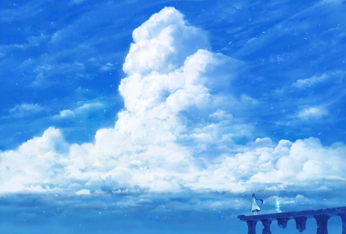 This is a pixiv picture whose title is 青の奏雲.