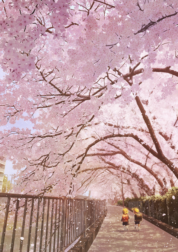 This is a pixiv picture whose title is 始まりの桜道.