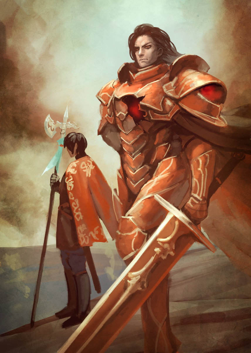 This is a pixiv picture whose title is 【PFLS】赤狼騎ロドゥルフ・神殿守ランディロ【ファイアランド】.