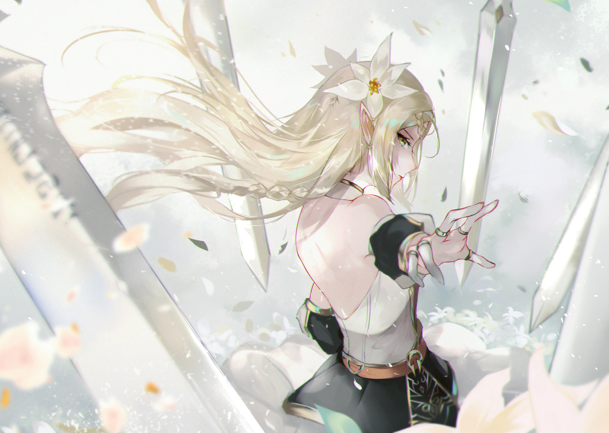 This is a pixiv picture whose title is 白花騎士.