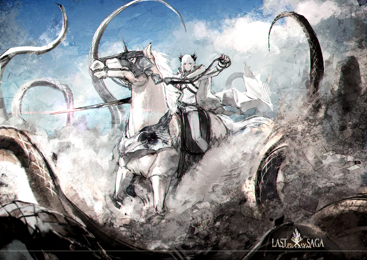 This is a pixiv picture whose title is The white horseman.