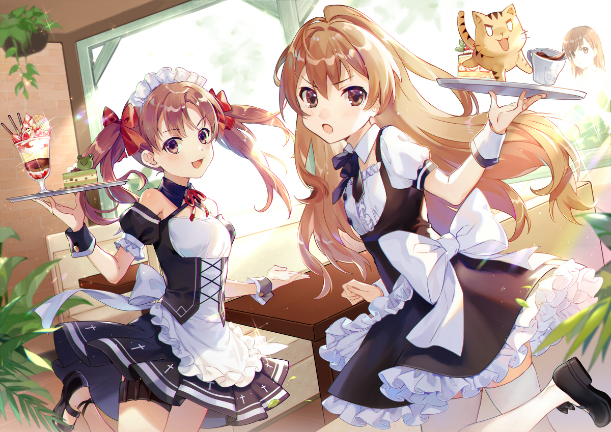 This is a pixiv picture whose title is メイド服大河と黒子.