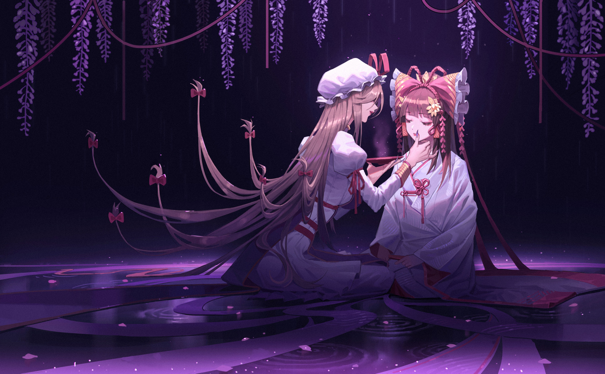 This is a pixiv picture whose title is 出嫁的灵梦.