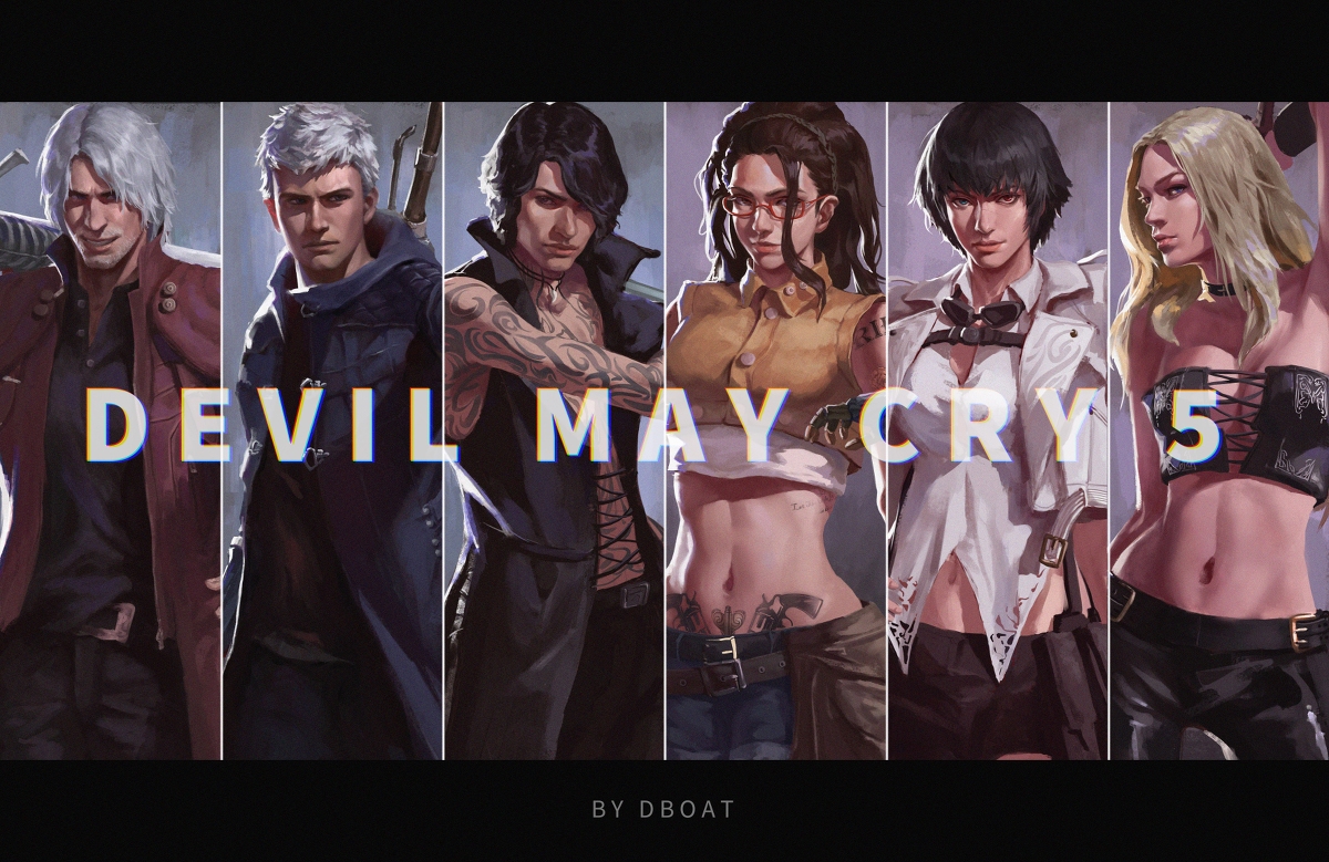 This is a pixiv picture whose title is HEROES OF DMC5.