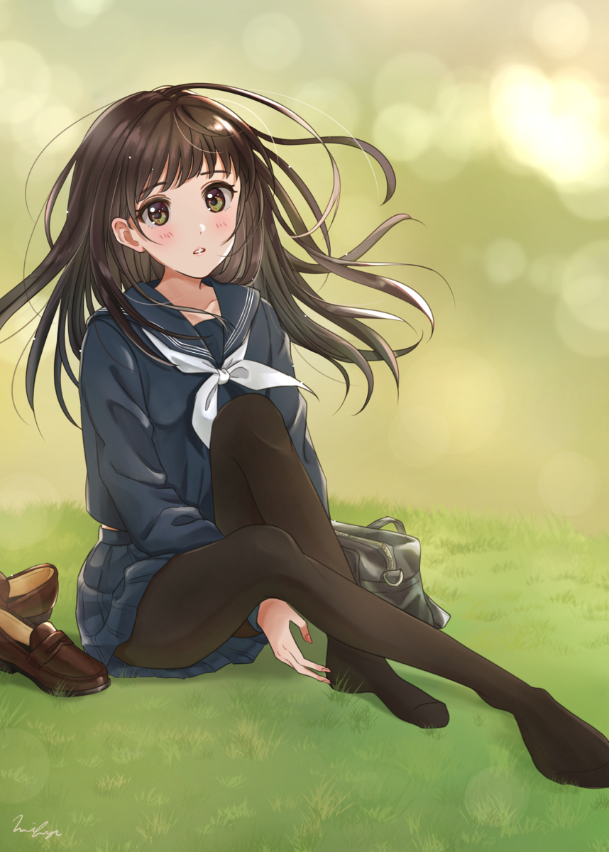 This is a pixiv picture whose title is 黒タイツの女の子.