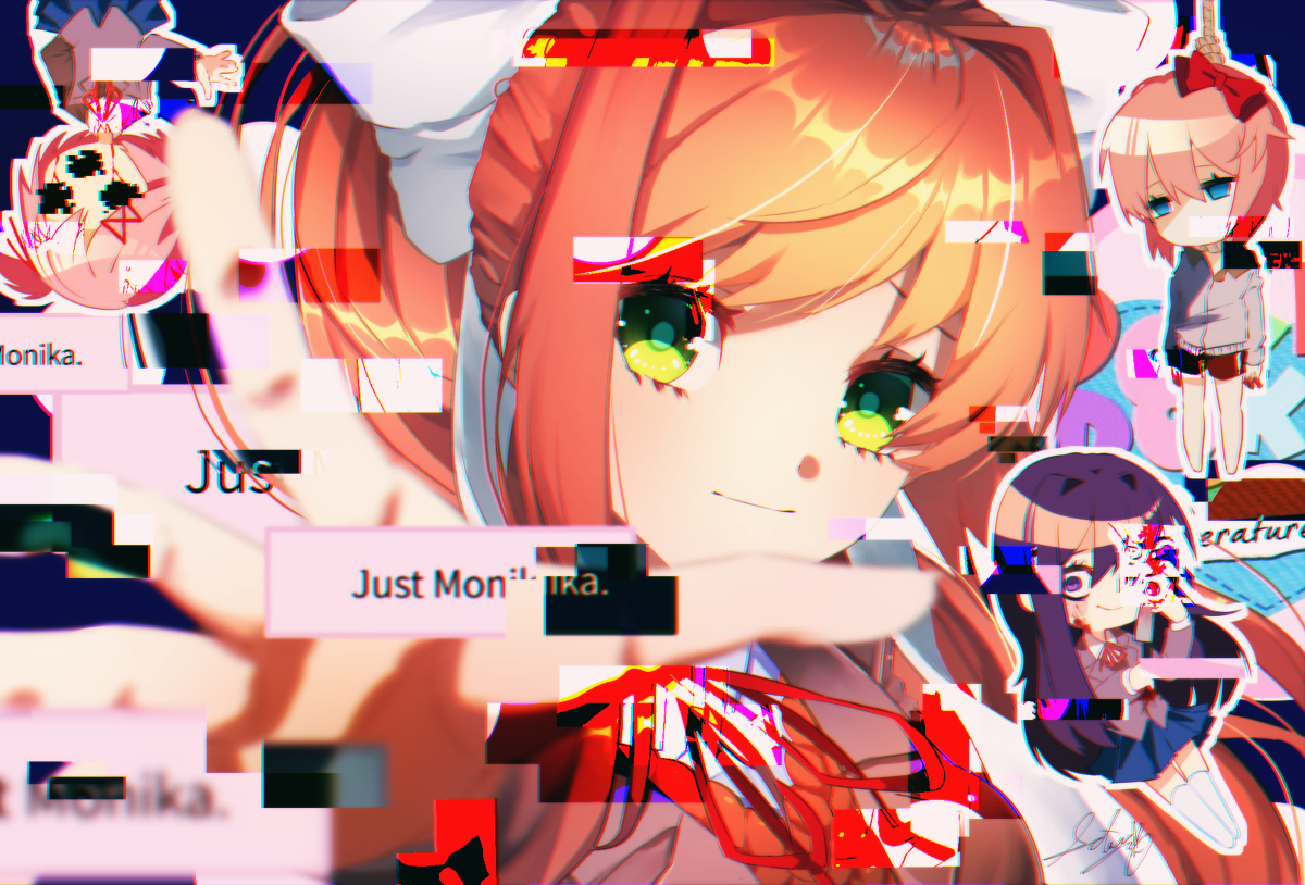 This is a pixiv picture whose title is Just Monika.