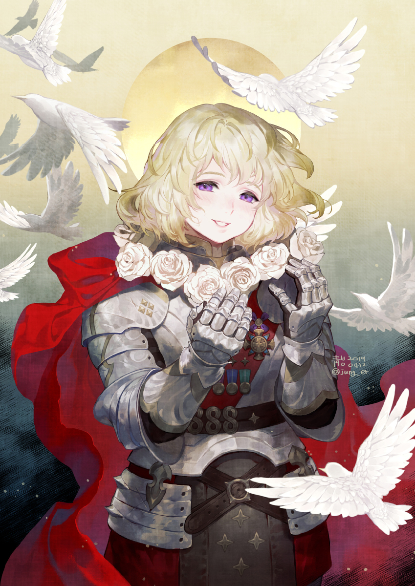 This is a pixiv picture whose title is her knight.