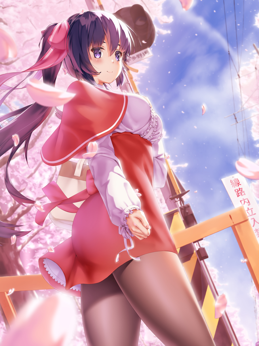 This is a pixiv picture whose title is 嵐電桜.