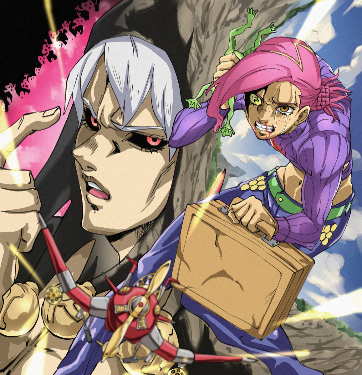 This is a pixiv picture whose title is リゾットvsドッピオ.