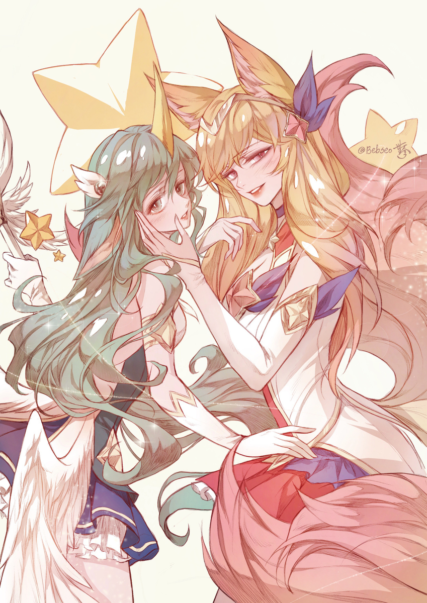 This is a pixiv picture whose title is Soraka ☆ Ahri.