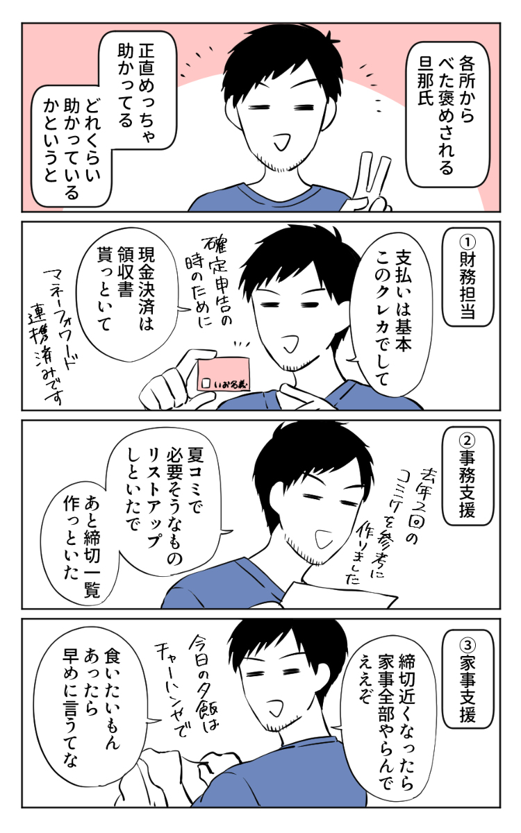 This is a pixiv picture whose title is 夏コミレポ漫画.