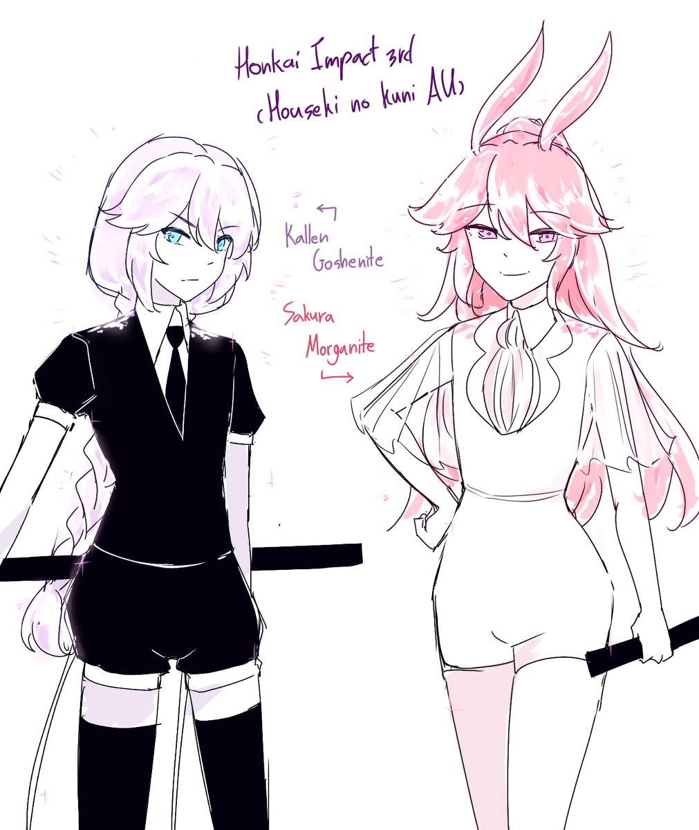 This is a pixiv picture whose title is Honkai3rd : Houseki no kuni AU.