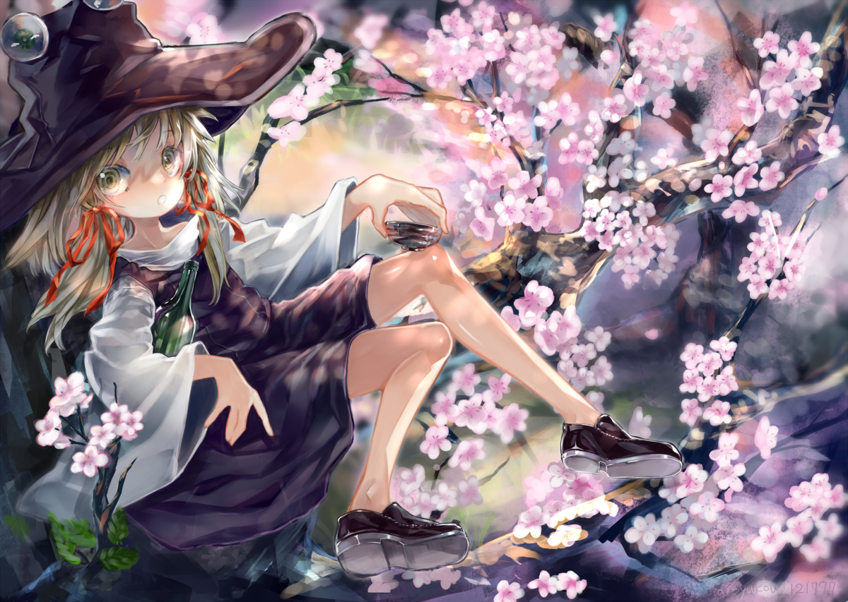 This is a pixiv picture whose title is 花見で一杯.