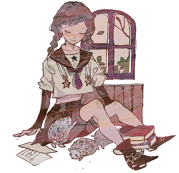 This is a pixiv picture whose title is はりねずみと少女.